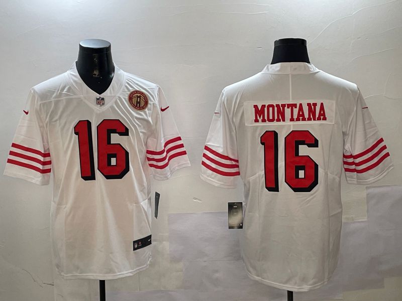 Men San Francisco 49ers #16 Montana White Throwback 2024 Nike Limited NFL Jersey style 01044->san francisco 49ers->NFL Jersey